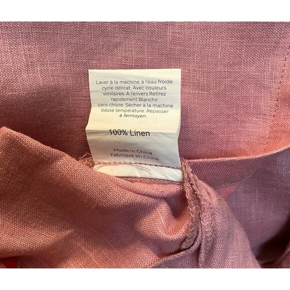 Linitco JADE Linen V-Neck Top Shawl Collar Pink Size L Relaxed Chic High-Low - Picture 7 of 7